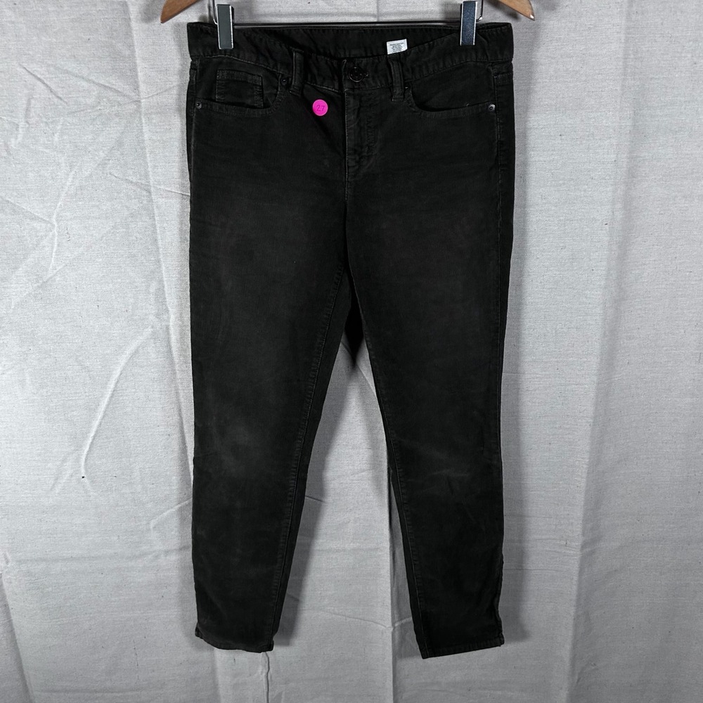 J.Crew Womens Corduroy Skinny Pants Charcoal Grey Size 28 Ankle Zip Stretch